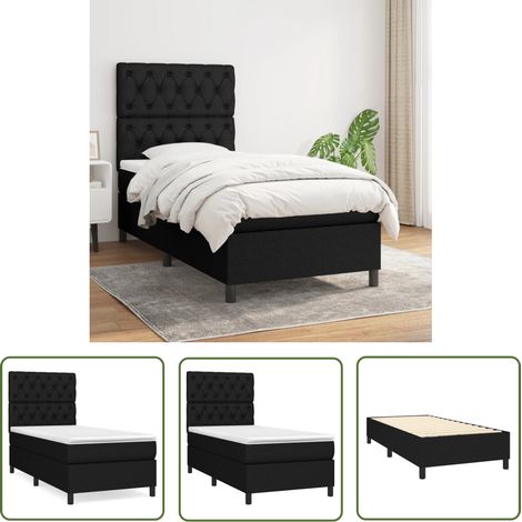 Maison Exclusive Boxspringbett mit Matratze Schwarz 80x200 cm (1/5)