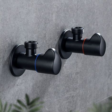 Angle Valve, black copper bath filling valves, hot and cold water shut-off valve, bridge-mounted for kitchen, bathroom, toilet (1/2)