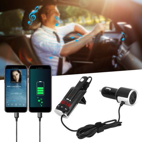 Adaptateur émetteur FM Bluetooth pour autoradio, lecteur MP3 mains libres et double chargeur USB (1/5)