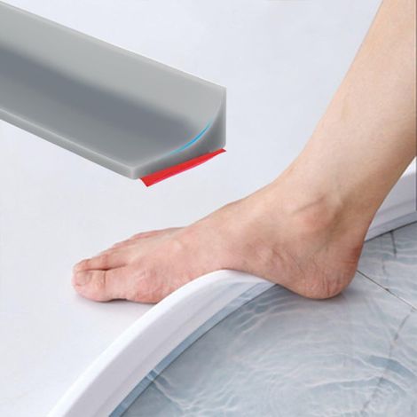 Bande d'étanchéité autocollante pour douche, seuil de douche / barrière anti-eau, bande d'étanchéité grise (1/5)