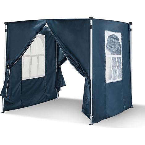 Lot de 4 panneaux latéraux pour tonnelle de jardin 2 x 2 m - Résistants à l'eau - 2 panneaux muraux avec fermeture éclair et 2 panneaux de fenêtre - Compatible avec tonnelle ou pergolas - Bleu