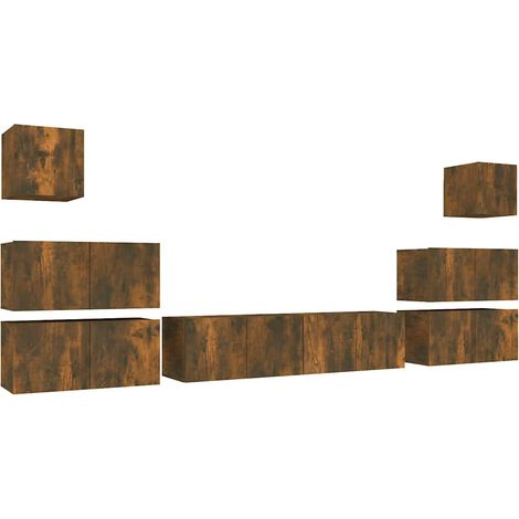 Maison Exclusive - 8-tlg. TV-Schrank-Set Räuchereiche Holzwerksto (1/5)