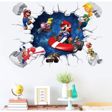 Sticker mural autocollant Super Mario en PVC, idéal pour décorer le mur d'une chambre d'enfant.