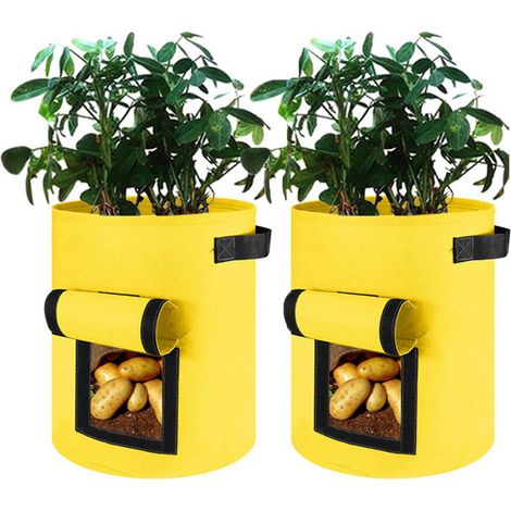 Sacs de culture de pommes de terre, 2 PCS 4 gallons, sac de culture robuste, Pots en tissu avec poignées (1/5)