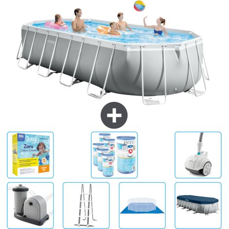 Piscine Intex Oval Prism Frame - 610 x 305 x 122 cm - Grise -  Comprend des Accessoires CB51