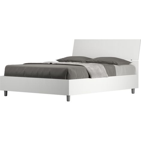 Letto Matrimoniale Francese 140x200 cm Senza Rete Testata Inclinata Demas Bianco Frassino (1/5)