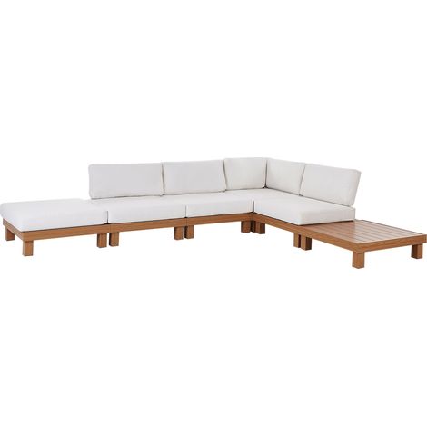 Garden Corner Sofa with Table 5 Seater SANZA Left Hand Modular Metal White