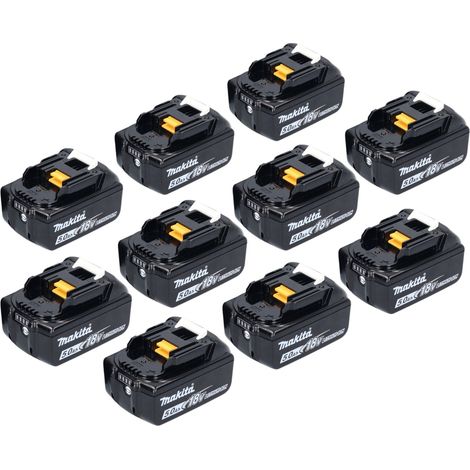 Makita Akku Set 10x BL 1850 B 18 V 5,0 Ah / 5000 mAh Li-Ion Akku ( 10x 197280-8 )