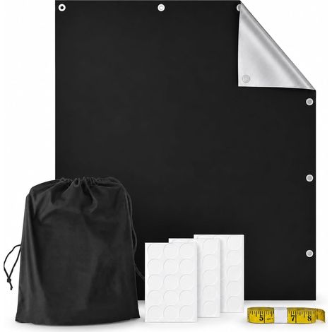 Occultant sans perçage 150 × 200 cm, Film découpable pour fenêtre, Occultation 100% avec Protection UV et intimité, pour fenêtres de Toit et Voyage (1/5)