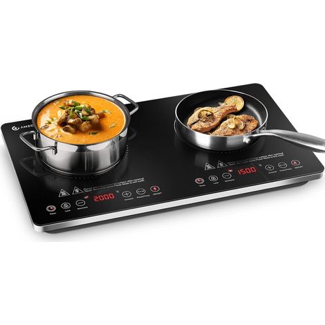 Induktionskochfeld 2 Platten Freistehend, Induktionskochplatte 2 Platten 3500W mit Unabhängigen Steuerungen, 20 Temperaturstufen, mehrere Leistungseinstellungen, 4-Stunden-Timer (1/5)