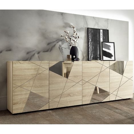 Buffet bas moderne coloris chêne clair 240cm ANTONIA (1/5)