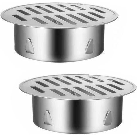 Stainless steel balcony floor drain, anti-clogging sink drain, round floor drain cover, 2 pieces (1/4)