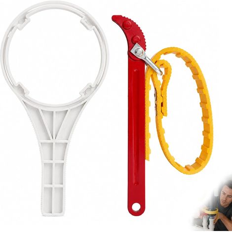 Clé à Sangle Universelle Réglable, Ensemble Porte-Filtre Eau 50-150mm pour Tuyaux,Réparations Plomberie,Pommeaux de Douche,Ouverture de Bocal, Décapsuleur,Matériaux Durables en Caoutchouc (1/5)