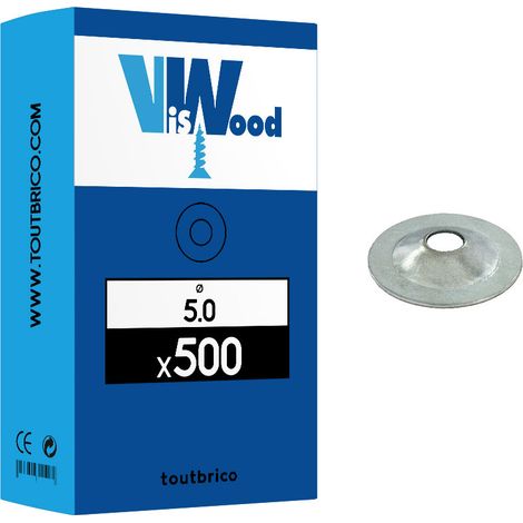 Lot de 500 rondelles vis placo Ø 5mm galvanisé – Diamètre extérieur 24mm – Pour plaques de plâtre – Usage professionnel – Viswood (1/2)
