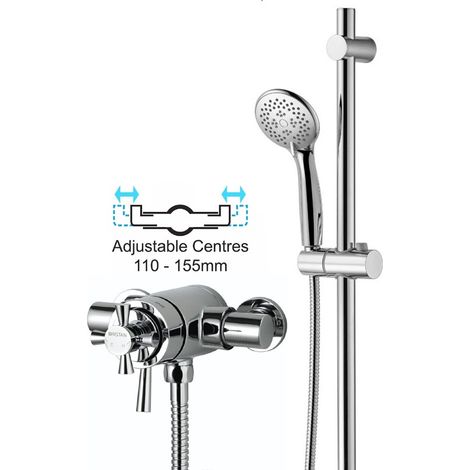 Bristan Rio 2 Exposed Thermostatic Mixer Shower Dual Control + Kit 110mm 155mm