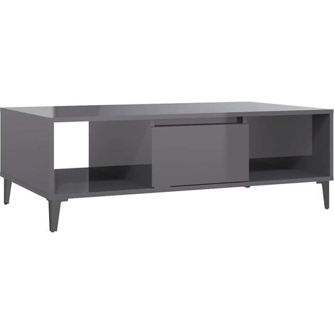 Maison Exclusive - Couchtisch Hochglanz-Grau 103,5x60x35 cm Holzw (1/5)