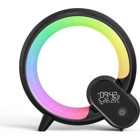 BEBUSINGOTO Lampe de Table LED Intelligente, Lampe Ambiance avec Haut-Parleur Bluetooth, Reveil Lumineux de Calendrier Musicale, Lampe de Chevet Contrôle de App, Veilleuse pour Enfant Bébé Adulte (1/5)