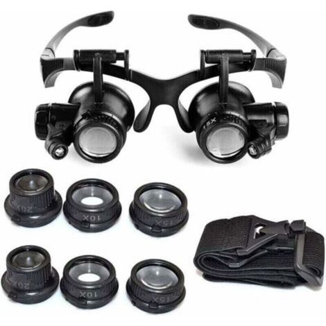 Grossissement 10X 15X 20X 25X, Loupe à lumière LED réglable pour bijoutiers horlogers