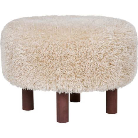 Pouf Inverness Faux Fur Marrone Chiaro — Ø50×36 cm, HN1260