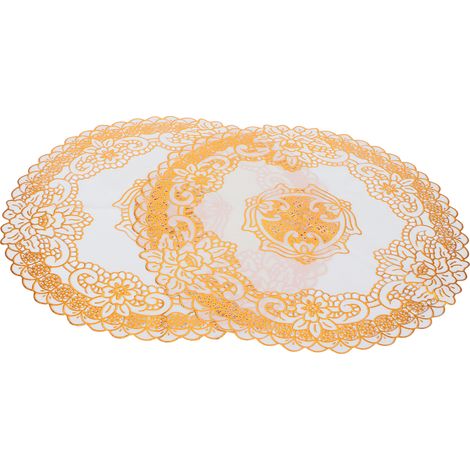 2 Pièces Sous-verres Ronds PVC Doré 38 cm pour Mariage et Réception (1/5)