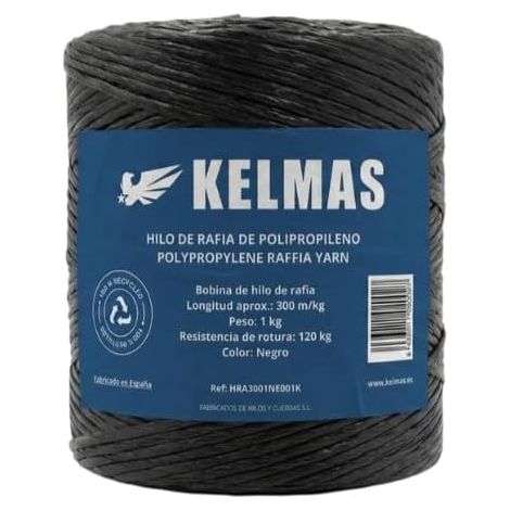 Corde - Ficelle - Raphia - 300m - 1kg - 4MM - Corde Agricole - Corde de Jardinage - Corde d'emballage - Corde Artisanale - Corde de Palissage - Corde à Tomates - Corde Noire (1/5)