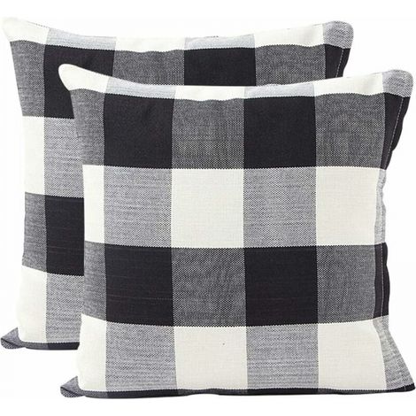 2 uds funda de cojín blanco y negro, 45x45cm, funda de almohada a cuadros geométricos, para sofá, sala de estar, dormitorio, decoración del hogar (1/3)