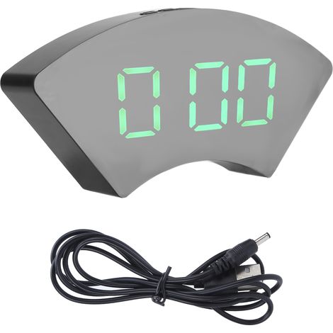 Einfacher elektronischer LED-Wecker, geräuschlos, USB-Anschluss, mit digitalem Alarm, für Büro, Schlafzimmer und Wohnzimmer (grün) (1/5)