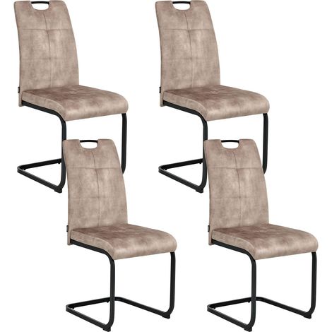 Esszimmerstuhl 4er Set CISCO Stoff Taupe