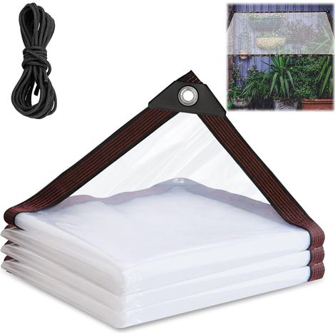 Bache Pergola Jardin Exterieur en PVC 2×2M avec Œillets et Corde Transparente Bâche de Protection Extérieur Impermeable Foin Isotherme Poulailler pour Plantes Meubles Bateau Camion Bois de Chauffage