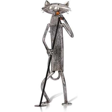 Sculpture en métal d'un chat avec une guitare, figurine, cadeau pour Thanksgiving, Noël, loisirs créatifs et décoration intérieure, chat chanteur (1/5)