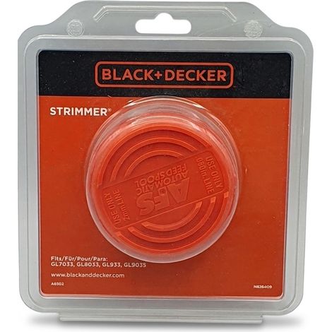 BLACK+DECKER - Tête de coupe complète pour coupe-bordures Strimmer - Fil 2 mm - Système AFS - A6502-XJ - Compatible GL7033 GL8033 GL933 GL9035 - Bobine et couvercle inclus - Voir photos pour détails