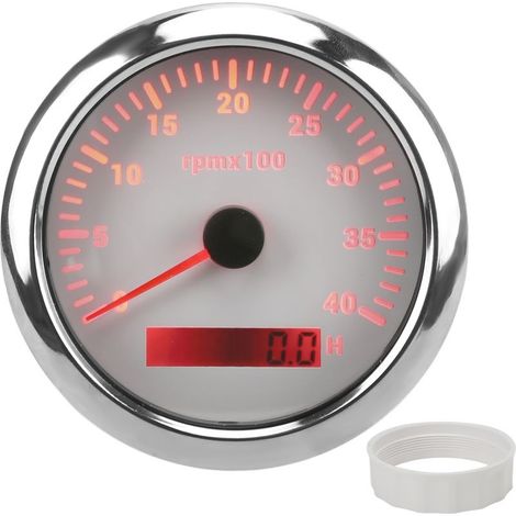 Tachometer of 85 mm, 4000 tr/min, waterproof IP67, with backlight 7 colors, for car, boat, camping-car, yacht, white (1/5)