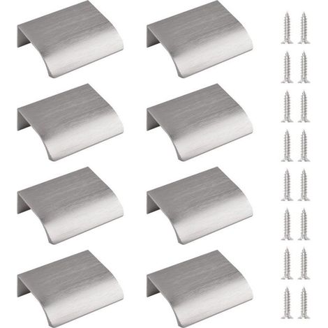 UlisemFinger side pull, 8 pièces poignée cachée style moderne poignée de tiroir, poignée invisible en alliage d'aluminium armoire matériel tiroir armoire poignée, 50mm / Nickel brossé (1/4)