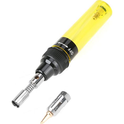 Cordless Butane Gas Blow Torch Soldering Iron Gun Welding Pen Tool 1300℃ (Yellow)