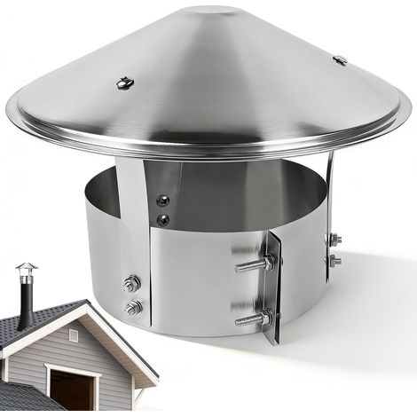 Chapeau Cheminée Anti Pluie Inox 180mm Couvercle De Cheminée Diamètre Réglable Hotte Chapeau De Cheminées Avec Plaque hotte d'aération chapeaux de cheminées (1/5)