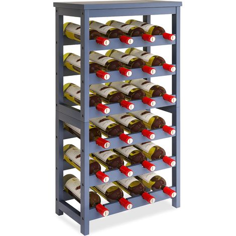 Etagere Rangement Bouteille De Vin, Design 2 en 1, Stockage Bouteille De Comptoir à 3 Niveaux De 12 Bouteilles, Casier à Vin Autoportant à 6 Niveaux De 24 Bouteilles, Gris (1/5)