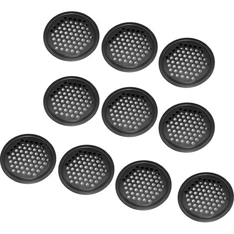 Grille de ventilation ronde, aérations en acier inoxydable, format de montage 53 mm, noir, 10 pièces(plates) (1/5)