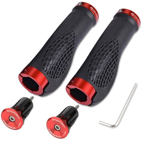 Ergonomische Fahrradgriffe mit Doppel-Lock-On-System, rutschfest, rot (1/5)