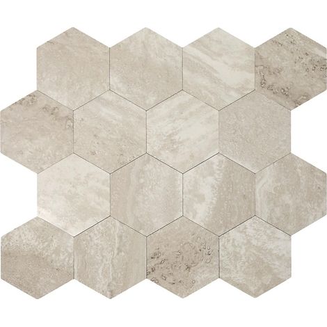 Crédence adhésive hexagonale effet travertin