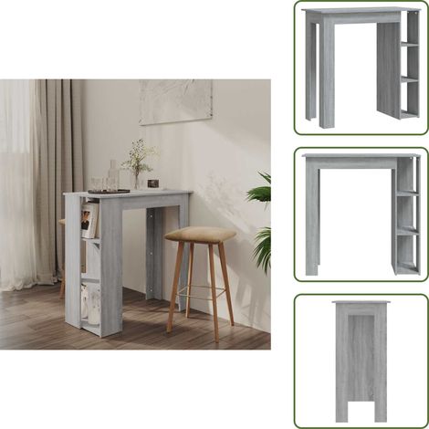 Bartisch mit Regal Grau Sonoma 102x50x103,5 cm Holzwerkstoff - Stehtisch - Bartisch - Bistrotisch - Kücheninsel - Esstisch Klein (1/5)