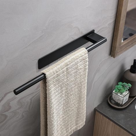 Porte-serviette auto-adhésif sans perçage pour salle de bain et cuisine - Support mural 39 cm en acier inoxydable, fixation facile et solide (1/5)