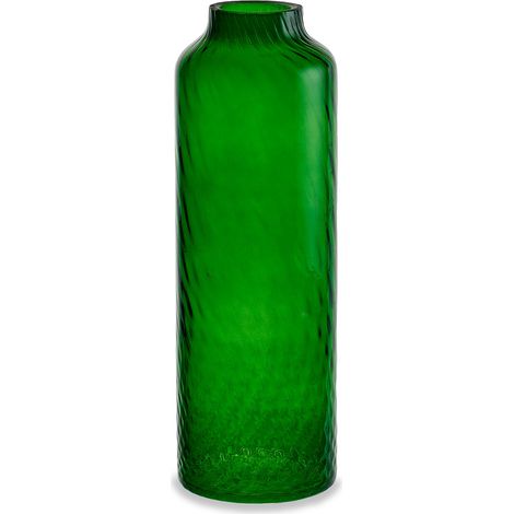 "Vaso artigianale BOTTIGLIA in vetro di Murano verde smerlado 34 cm" (1/2)