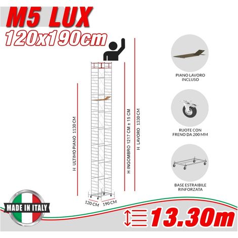 Trabattello M5 LUX Altezza lavoro 13,30 metri