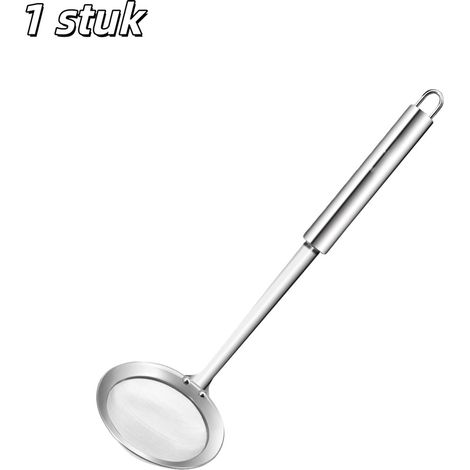 1 passoire fine en acier inoxydable avec long manche et filtre ultrafin de 10 cm pour écumer l huile cuisiner et frire argentée (1/5)