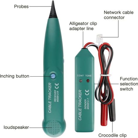 Traceur de Cable Electrique, Détecteur de Cable Électrique, MS6812 Traceur Cable, Multifonctionnel Testeurs de Circuits, Testeur de Câble Téléphonique pour Recherche de Ligne (1/4)