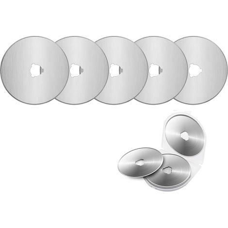 Lot de 5 lames circulaires de 45 mm pour la découpe du cuir, du papier, du tissu et du plastique. (1/5)
