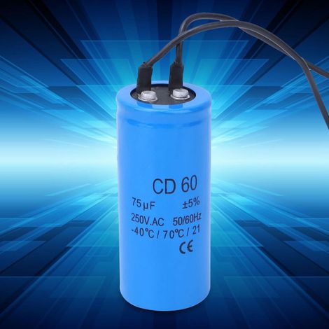 Condensateur de démarrage moteur CD60 75 µF 250 V CA, condensateur CVC 75 µF (1/5)