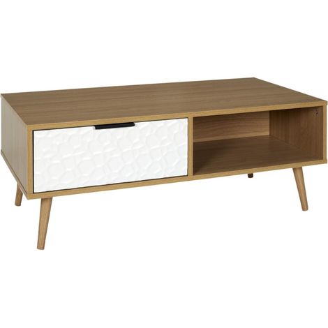 Table Basse - HOME DECO FACTORY - Sven - Moderne - Bois - Marron et Blanc (1/6)