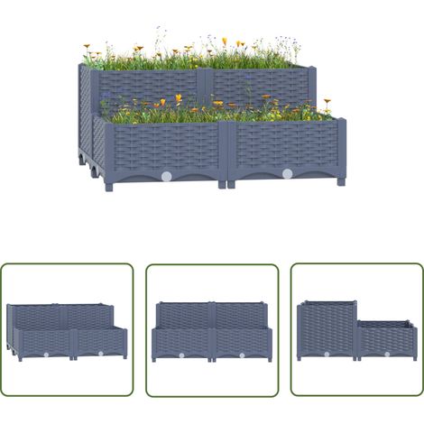 The Living Store Lit surélevé 80x80x38 cm Polypropylène - Jardinière - Bac De Culture - Planter Surélevé - Décoration Extérieur - Jardin Vertical (1/5)