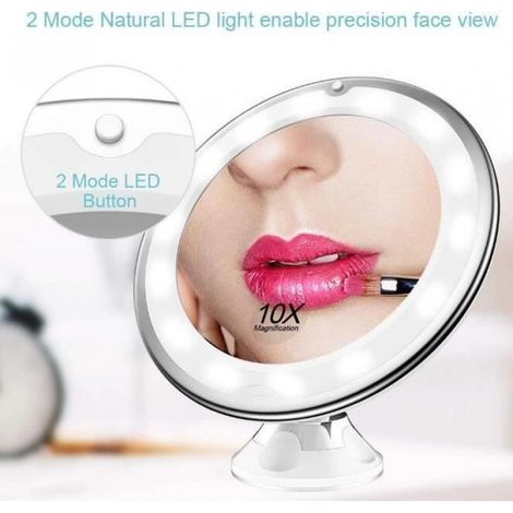 Miroir de maquillage éclairé LED X10 avec ventouse et rotation 360° - - Brillant - Meuble de salle de bain (1/4)
